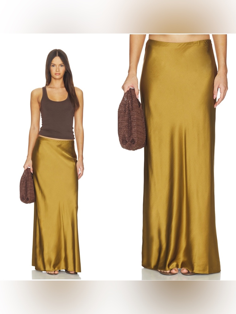 NWT SRGMarion Silk Skirt in Chartreuse